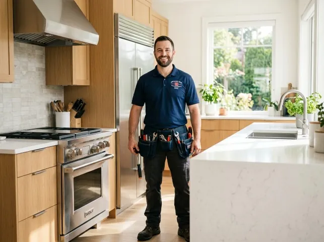 Appliance Repair Hero technician in a Arlington, SD kitchen after an appliance repair